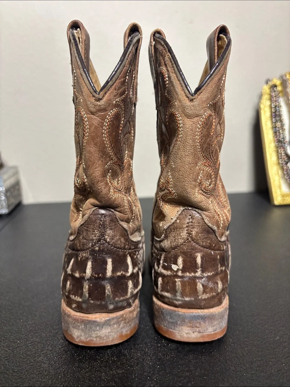 Anderson Bean Broken In Brown Distressed Leather Western Cowboy Boots Size 7